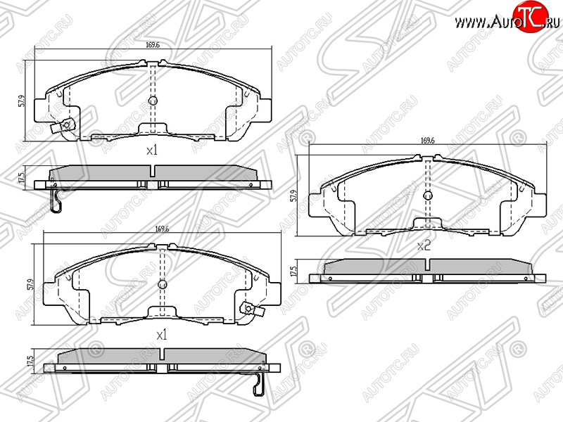 1 559 р. Передние тормозные колодки SAT  Acura MDX  YD2 (2006-2013) дорестайлинг, рестайлинг  с доставкой в г. Москва