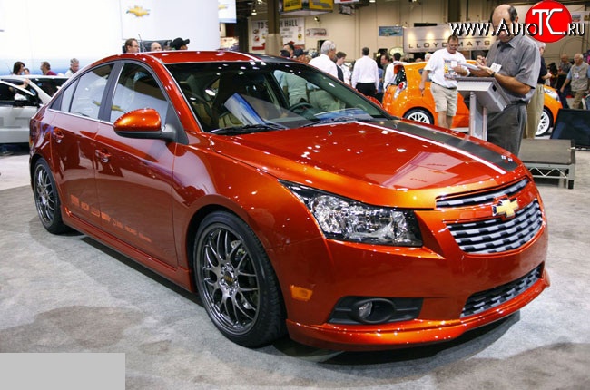 3 799 р. Накладка Z-Line на передний бампер Chevrolet Cruze J300 седан дорестайлинг (2009-2012) (Неокрашенная)  с доставкой в г. Москва