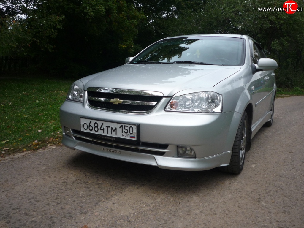 3 499 р. Накладка CTS на передний бампер автомобиля Chevrolet Lacetti седан (2002-2013) (Неокрашенная)  с доставкой в г. Москва