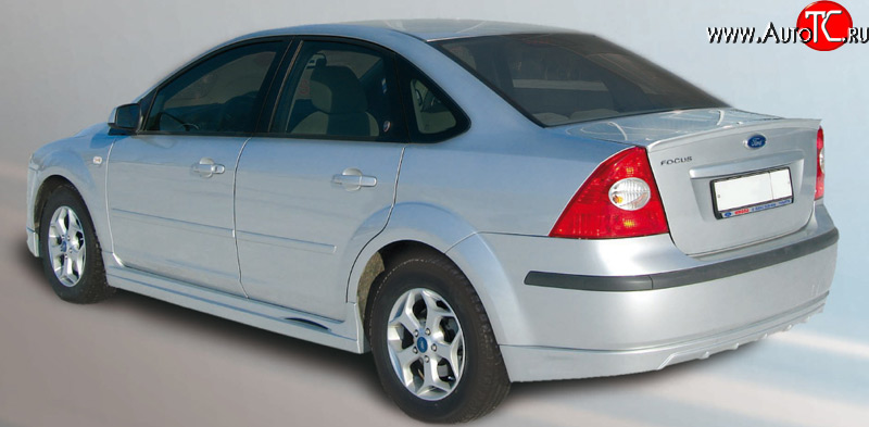 4 999 р. Накладка заднего бампера FT Ford Focus 2  седан дорестайлинг (2004-2008) (Неокрашенная)  с доставкой в г. Москва