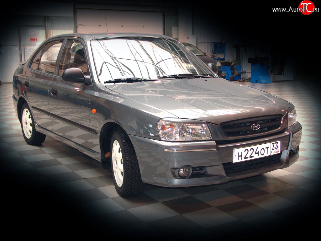 459 р. Реснички E-Sport Hyundai Accent седан ТагАЗ (2001-2012) (Неокрашенные)  с доставкой в г. Москва