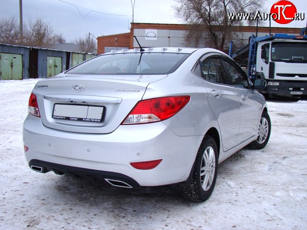 3 289 р. Диффузор заднего бампера Sport var №1  Hyundai Solaris  RBr (2010-2014) седан дорестайлинг (Неокрашенный (глянец под окраску))  с доставкой в г. Москва