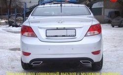 3 289 р. Диффузор заднего бампера Sport var №1  Hyundai Solaris  RBr (2010-2014) седан дорестайлинг (Неокрашенный (глянец под окраску))  с доставкой в г. Москва. Увеличить фотографию 2