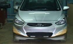 4 399 р. Накладка Sport на передний бампер Hyundai Solaris RBr хэтчбэк дорестайлинг (2010-2014) (Неокрашенная)  с доставкой в г. Москва. Увеличить фотографию 3