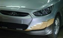 4 399 р. Накладка Sport на передний бампер Hyundai Solaris RBr хэтчбэк дорестайлинг (2010-2014) (Неокрашенная)  с доставкой в г. Москва. Увеличить фотографию 4