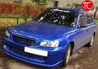 7 499 р. Передний бампер ATH New Hyundai Accent седан ТагАЗ (2001-2012) (Неокрашенный)  с доставкой в г. Москва