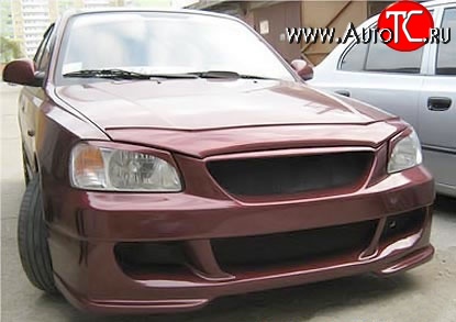 7 349 р. Передний бампер ATH Hyundai Accent седан ТагАЗ (2001-2012) (Неокрашенный)  с доставкой в г. Москва