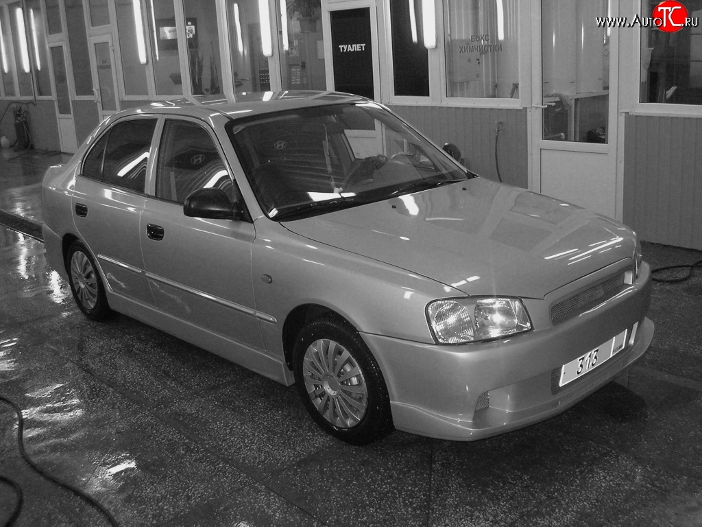 5 699 р. Передний бампер Classic Style Hyundai Accent седан ТагАЗ (2001-2012) (Неокрашенный)  с доставкой в г. Москва