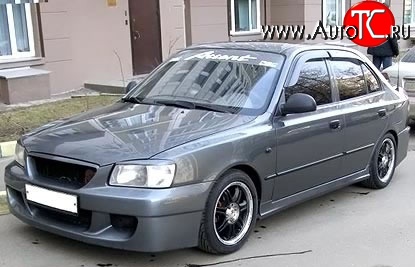 4 699 р. Передний бампер ATH-classic Hyundai Accent седан ТагАЗ (2001-2012) (Неокрашенный)  с доставкой в г. Москва