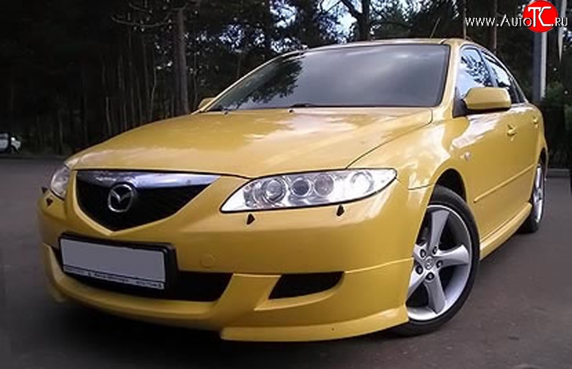 7 349 р. Накладка переднего бампера AERO Mazda 6 GG седан дорестайлинг (2002-2005) (Неокрашенная)  с доставкой в г. Москва