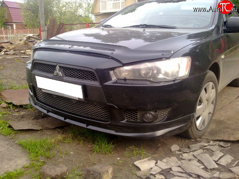 3 599 р. Накладка переднего бампера Elegance Mitsubishi Lancer 10 седан дорестайлинг (2007-2010) (Неокрашенная)  с доставкой в г. Москва