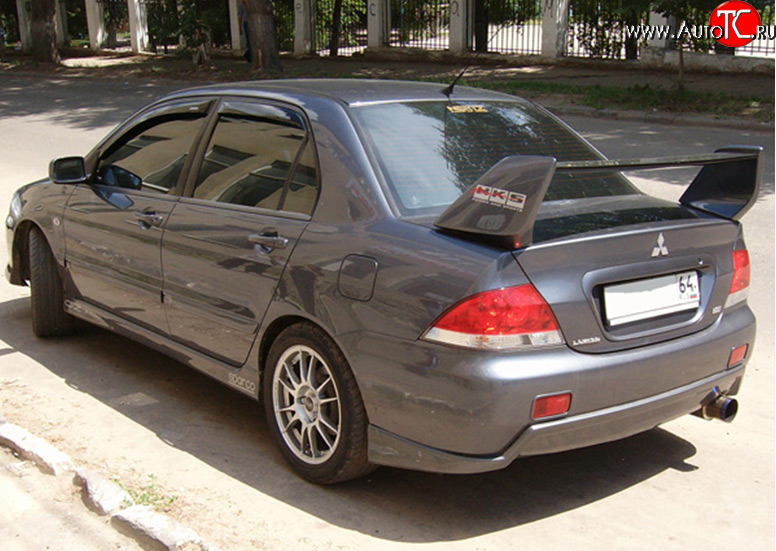 4 189 р. Накладка на задний бампер M-VRS Mitsubishi Lancer 9 CS седан 2-ой рестайлинг (2005-2009) (Неокрашенная)  с доставкой в г. Москва