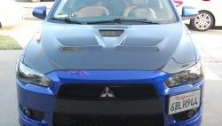 31 799 р. Пластиковый капот Evo  Mitsubishi Lancer  10 (2007-2017) седан дорестайлинг, хэтчбэк дорестайлинг, седан рестайлинг, хэтчбек 5 дв рестайлинг (Неокрашенный)  с доставкой в г. Москва. Увеличить фотографию 10