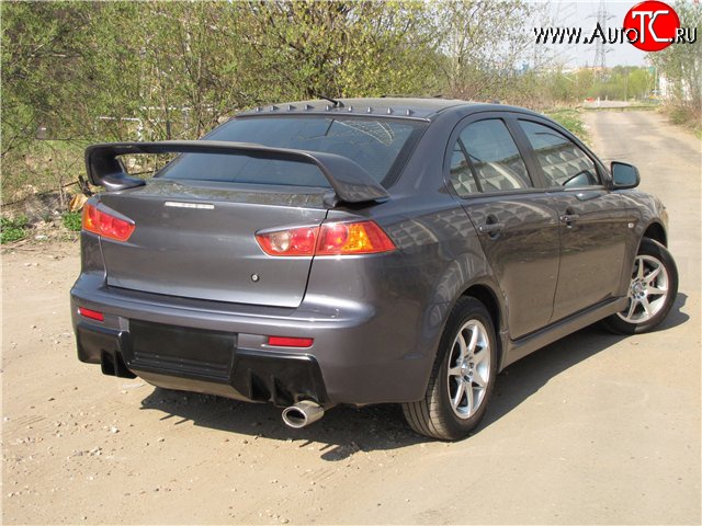 5 399 р. Накладка Evo на задний бампер Mitsubishi Lancer 10 седан дорестайлинг (2007-2010) (Неокрашенная)  с доставкой в г. Москва