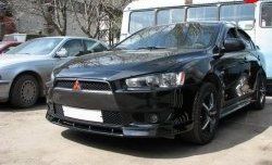 899 р. Вставка переднего бампера (зубатка) Evo Mitsubishi Lancer 10 седан дорестайлинг (2007-2010) (Неокрашенная)  с доставкой в г. Москва. Увеличить фотографию 2