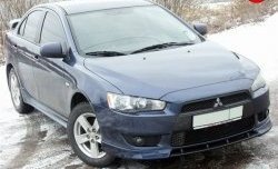 899 р. Вставка переднего бампера (зубатка) Evo  Mitsubishi Lancer  10 (2007-2017) седан дорестайлинг, хэтчбэк дорестайлинг, седан рестайлинг, хэтчбек 5 дв рестайлинг (Неокрашенная)  с доставкой в г. Москва. Увеличить фотографию 3