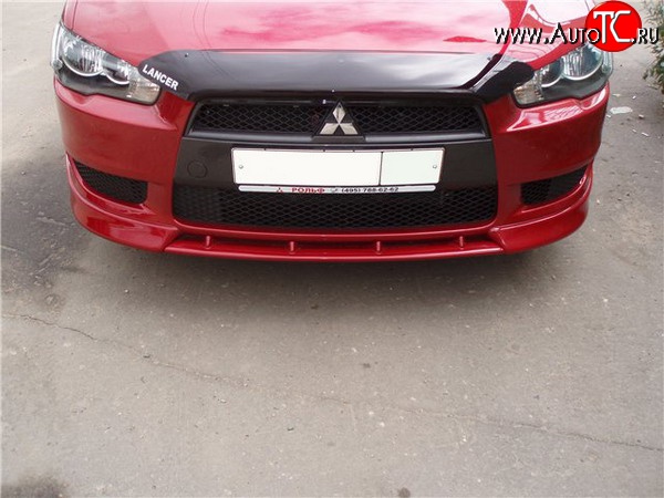 899 р. Вставка переднего бампера (зубатка) Evo Mitsubishi Lancer 10 седан дорестайлинг (2007-2010) (Неокрашенная)  с доставкой в г. Москва