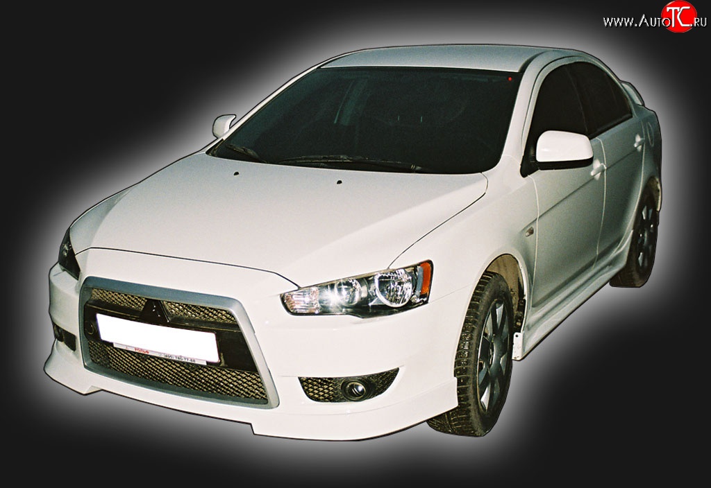 4 249 р. Накладка переднего бампера GT Dynamics Mitsubishi Lancer 10 седан дорестайлинг (2007-2010) (Неокрашенная)  с доставкой в г. Москва