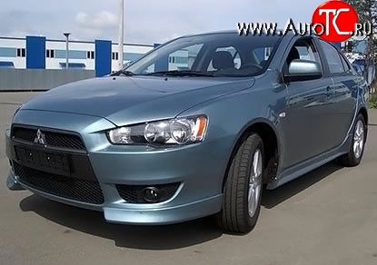 3 099 р. Клыки Evo на передний бампер автомобиля  Mitsubishi Lancer  10 (2007-2017) седан дорестайлинг, хэтчбэк дорестайлинг, седан рестайлинг, хэтчбек 5 дв рестайлинг (Неокрашенные)  с доставкой в г. Москва