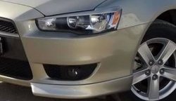 3 099 р. Клыки Evo на передний бампер автомобиля  Mitsubishi Lancer  10 (2007-2017) седан дорестайлинг, хэтчбэк дорестайлинг, седан рестайлинг, хэтчбек 5 дв рестайлинг (Неокрашенные)  с доставкой в г. Москва. Увеличить фотографию 2