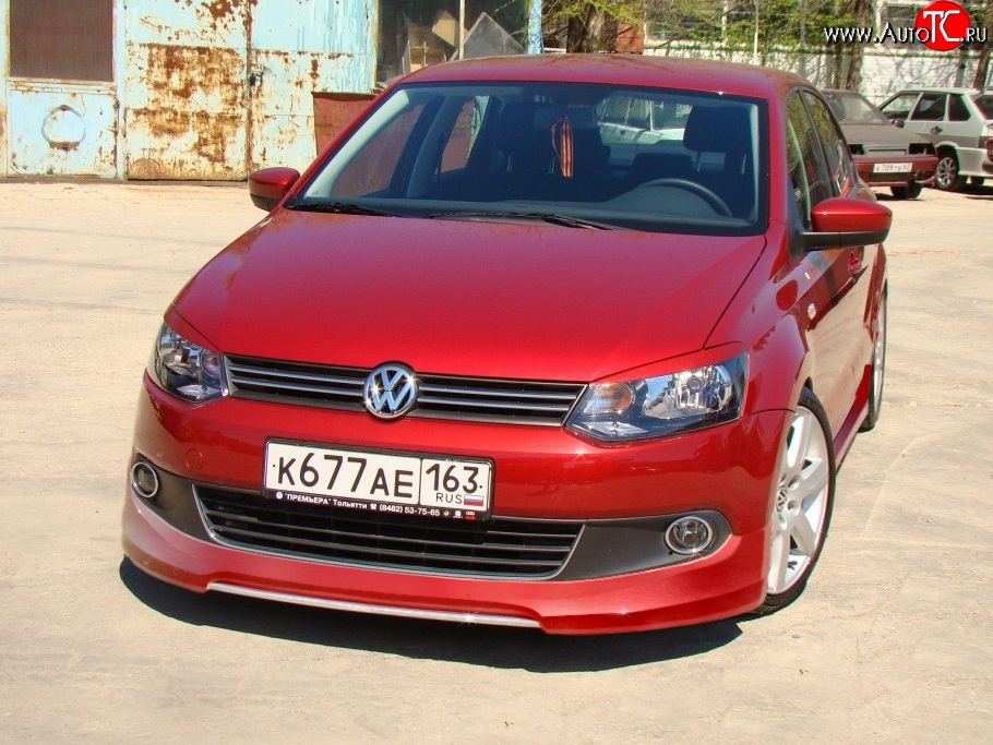 5 749 р. Накладка Racing на передний бампер Volkswagen Polo 5 седан дорестайлинг (2009-2015) (Неокрашенная)  с доставкой в г. Москва