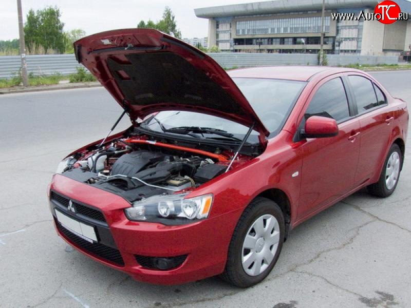 2 449 р. Упоры капота Sport  Mitsubishi Lancer  10 (2007-2017) седан дорестайлинг, хэтчбэк дорестайлинг, седан рестайлинг, хэтчбек 5 дв рестайлинг  с доставкой в г. Москва