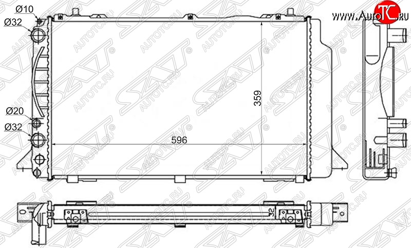 7 299 р. Радиатор двигателя SAT (пластинчатый) Audi 80 B4 седан (1992-1996)  с доставкой в г. Москва