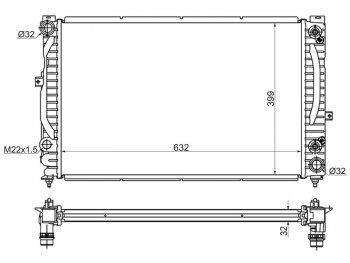 Радиатор двигателя SAT (пластинчатый, МКПП/АКПП) Audi A4 B5 8D2 седан дорестайлинг (1994-1997)