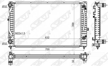 5 349 р. Радиатор двигателя SAT  Audi A4 (B5 8D2 седан,  B5 8D5 универсал), A6 (C5), Skoda Superb седан, Volkswagen Superb (седан)  с доставкой в г. Москва. Увеличить фотографию 1