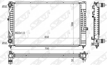 4 399 р. Радиатор двигателя SAT (трубчатый)  Audi A4 (B5 8D2 седан,  B5 8D5 универсал), A6 (C5), Skoda Superb седан, Volkswagen Superb (седан)  с доставкой в г. Москва. Увеличить фотографию 1