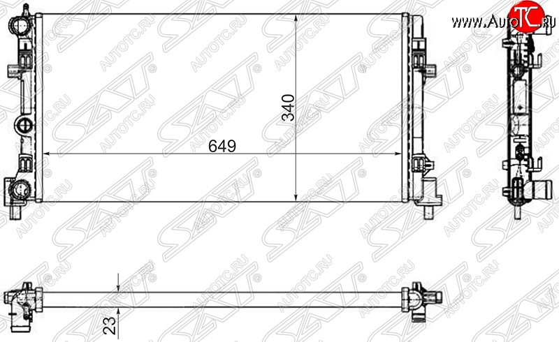 3 399 р. Радиатор двигателя SAT (трубчатый)  Audi A1 8X1 хэтчбэк 3 дв., Seat A1 (8X1 хэтчбэк 3 дв.), Skoda Fabia (Mk2,  Mk3), Rapid (NH3), Roomster (5J), Volkswagen Polo (5)  с доставкой в г. Москва