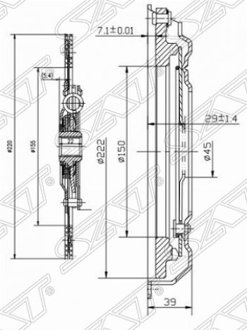 6 549 р. Комплект сцепления SAT (1.6 / 2.0) Audi A3 8PA хэтчбэк 5 дв. дорестайлинг (2003-2005)  с доставкой в г. Москва. Увеличить фотографию 1