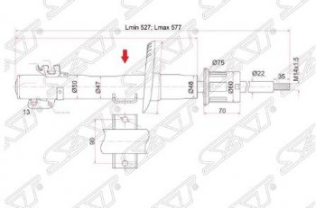 3 499 р. Амортизатор передний SAT (LH=RH) Audi A1 8X1 хэтчбэк 3 дв. дорестайлинг (2010-2014)  с доставкой в г. Москва. Увеличить фотографию 1