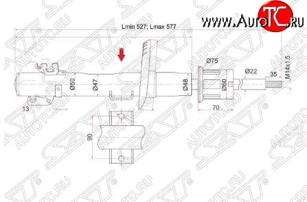 3 499 р. Амортизатор передний SAT (LH=RH) Audi A1 8X1 хэтчбэк 3 дв. дорестайлинг (2010-2014)  с доставкой в г. Москва