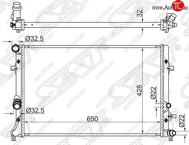 7 849 р. Радиатор двигателя SAT (пластинчатый) Audi A3 8PA хэтчбэк 5 дв. дорестайлинг (2003-2005)  с доставкой в г. Москва