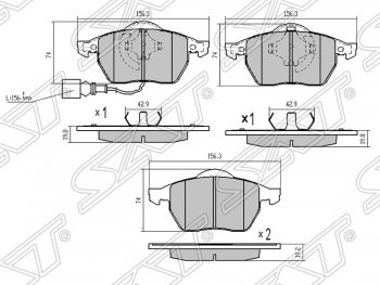 1 389 р. Передние тормозные колодки SAT Audi TT 8N дорестайлинг, купе (1998-2003)  с доставкой в г. Москва. Увеличить фотографию 1