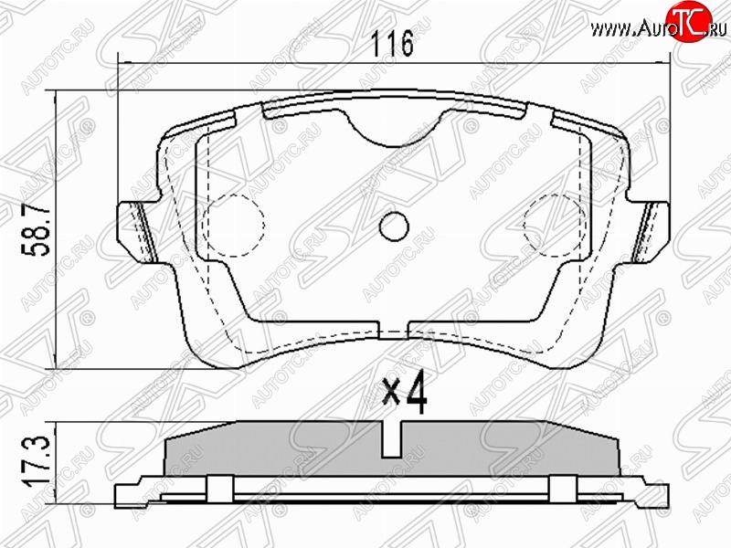 1 179 р. Колодки тормозные задние SAT Audi A4 B8 дорестайлинг, универсал (2007-2011)  с доставкой в г. Москва