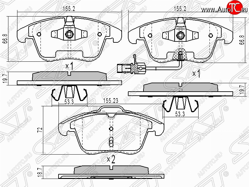 1 639 р. Колодки тормозные передние SAT Audi A6 C6 дорестайлинг, универсал (2004-2008)  с доставкой в г. Москва