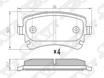 1 199 р. Колодки тормозные SAT (задние)  Audi A4 (B6), A6 (C6), A8 (D3,  D4), Volkswagen Caravelle (T5), Transporter (T5)  с доставкой в г. Москва. Увеличить фотографию 1