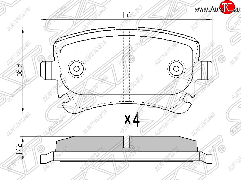 1 199 р. Колодки тормозные SAT (задние)  Audi A4 (B6), A6 (C6), A8 (D3,  D4), Volkswagen Caravelle (T5), Transporter (T5)  с доставкой в г. Москва