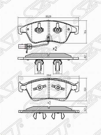 Колодки тормозные SAT Audi A6 C6 дорестайлинг, универсал (2004-2008)