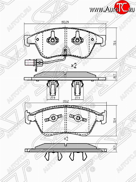 1 899 р. Колодки тормозные SAT Audi A6 C6 дорестайлинг, универсал (2004-2008)  с доставкой в г. Москва