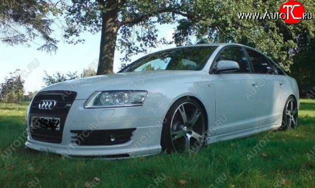 7 849 р. Накладка на передний бампер CT  Audi A6  C6 (2004-2008) дорестайлинг, седан, дорестайлинг, универсал (Неокрашенная)  с доставкой в г. Москва