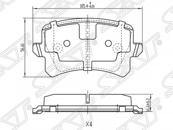 1 199 р. Колодки тормозные SAT (задние) Audi A6 C6 дорестайлинг, седан (2004-2008)  с доставкой в г. Москва. Увеличить фотографию 1