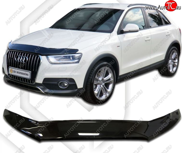 2 269 р. Дефлектор капота CA-Plastic  Audi Q3  8U (2011-2018) дорестайлинг, рестайлинг (Classic черный, Без надписи)  с доставкой в г. Москва