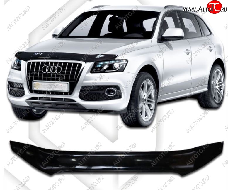 2 269 р. Дефлектор капота CA-Plastic  Audi Q5  8R (2008-2012) дорестайлинг (Classic черный, Без надписи)  с доставкой в г. Москва