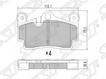 1 369 р. Колодки тормозные SAT (задние)  Audi Q7  4L (2005-2009), Porsche Cayenne ( 955,  957) (2002-2010), Volkswagen Touareg  GP (2002-2007)  с доставкой в г. Москва. Увеличить фотографию 1