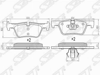 1 069 р. Колодки тормозные SAT (задние, Китай) BMW 3 серия F34 Grand Turismo лифтбэк дорестайлинг (2012-2016)  с доставкой в г. Москва. Увеличить фотографию 1