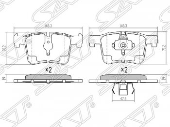 1 359 р. Колодки тормозные SAT (передние, Китай)  BMW 1 серия (F21,  F20), 2 серия (F22), 3 серия (F34,  F30,  F31), 4 серия (F32,  F36), X3 (F25)  с доставкой в г. Москва. Увеличить фотографию 1