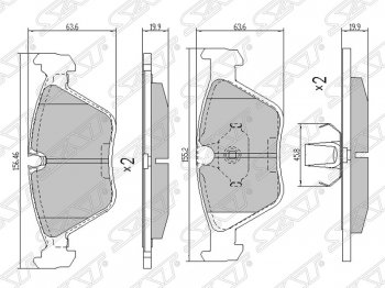 1 149 р. Колодки тормозные SAT (передние, Китай) BMW 7 серия E65,E66, E67, E68 дорестайлинг, седан (2001-2005)  с доставкой в г. Москва. Увеличить фотографию 1